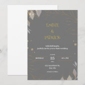 Elegante en eenvoudige grijze bruiloft uitnodiging (Voorkant / Achterkant)