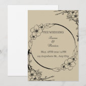 Elegante en eenvoudige huwelijksuitnodiging kaart (Voorkant / Achterkant)