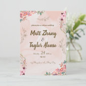 Elegante en eenvoudige huwelijksuitnodiging met bl kaart (Staand voorkant)