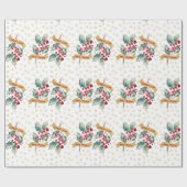 Elegante en eenvoudige kerstholly-bessenpatroon cadeaupapier (Vlak)