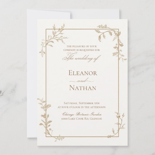 Elegante en eenvoudige lente bruiloft kaart (Voorkant)