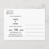 Elegante en eenvoudige moderne trouwdatumkaart 'Sa Uitnodiging Briefkaart (Achterkant)