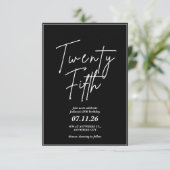 Elegante en eenvoudige uitnodiging voor 25e verjaa (Staand voorkant)