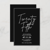 Elegante en eenvoudige uitnodiging voor 25e verjaa (Voorkant / Achterkant)