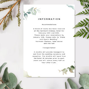 Elegante en eenvoudige Waterverf Greenery Details Informatiekaartje