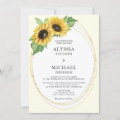 Elegante en Eenvoudige Zonnebloem Bruiloft Kaart (Voorkant)