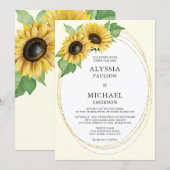 Elegante en Eenvoudige Zonnebloem Bruiloft Kaart (Voorkant / Achterkant)