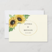 Elegante en eenvoudige zonnebloem RSVP (Achterkant)