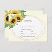 Elegante en eenvoudige zonnebloem RSVP (Voorkant / Achterkant)