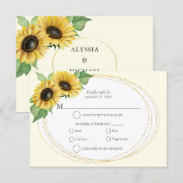 Elegante en eenvoudige zonnebloem RSVP Kaartje