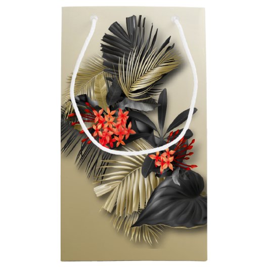 Elegante en exotische vakantie Tropisch gebladerte Klein Cadeauzakje (Achterkant)