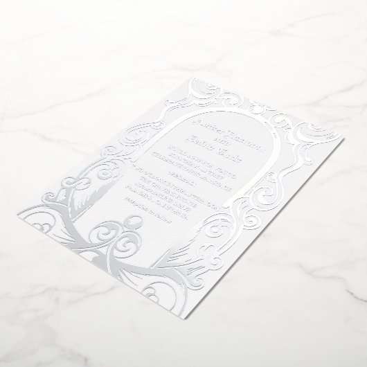 Elegante en formele bruiloft uitnodiging zilver (Gedraaid)