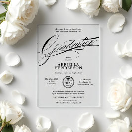 Elegante en formele script afstudeeruitnodiging acryl uitnodigingen