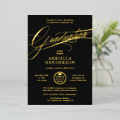 Elegante en formele script afstudeeruitnodiging folie uitnodiging (Staand Voorkant)