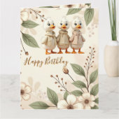 Elegante en grillige bloem met eenden kaart (Voorkant)