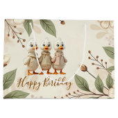 Elegante en grillige bloemen en eenden groot cadeauzakje (Achterkant)