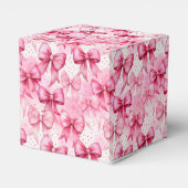 Elegante en grillige roze Coquette Bows Ribbons Bedankdoosjes (Achterkant)