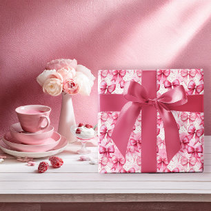 Elegante en grillige roze Coquette Bows Ribbons Cadeaupapier