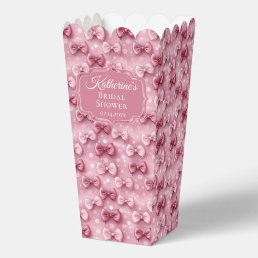 Elegante en grillige roze coquette linten bruidsju bedankdoosjes (Voorkant)