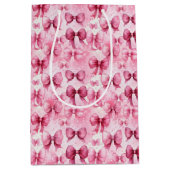 Elegante en grillige roze coquette linten strikken medium cadeauzakje (Voorkant)