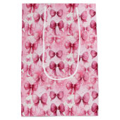 Elegante en grillige roze coquette linten strikken medium cadeauzakje (Achterkant)