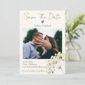 Elegante en groene bloemige bruiloft save the date (Staand voorkant)