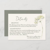 Elegante en groene bloemige trouwdetails kaart (Voorkant / Achterkant)