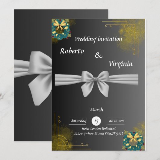 Elegante en huwelijksuitnodiging feestdagenkaart (Voorkant / Achterkant)