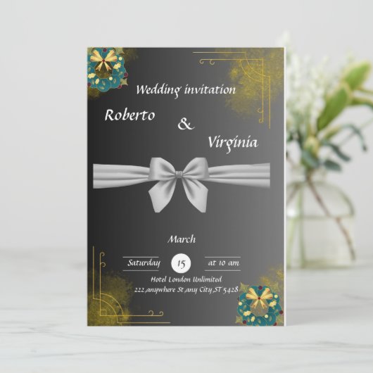 Elegante en  huwelijksuitnodiging feestdagenkaart (Staand voorkant)