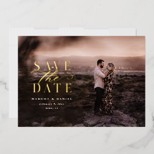 Elegante en klassieke folie foto save the date uitnodiging