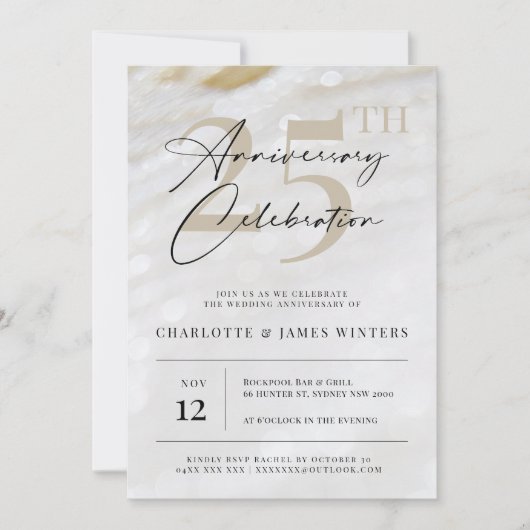 Elegante en klassieke parelstructuur 25-jarig jubi kaart (Voorkant)