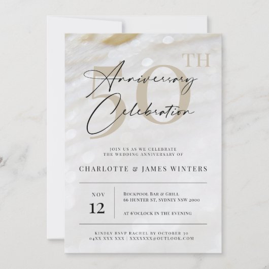 Elegante en klassieke parelstructuur 50ste verjaar kaart (Voorkant)