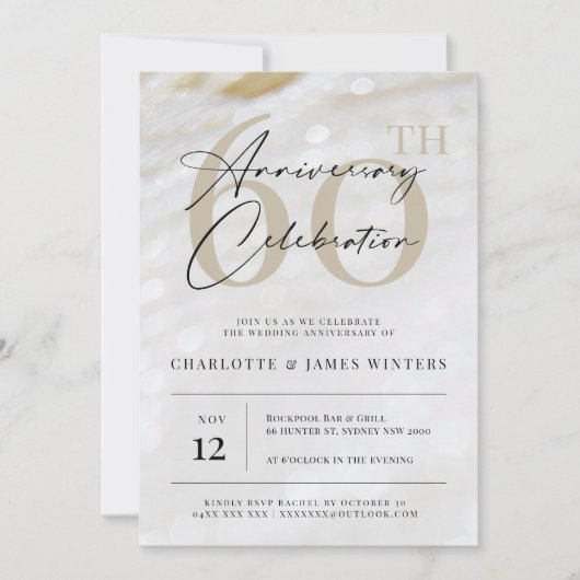 Elegante en klassieke pareltextuur 60e verjaardag kaart (Voorkant)