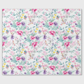 Elegante en Kleurrijke Bloemen & Vlinders Cadeaupapier (Vlak)