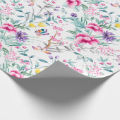 Elegante en Kleurrijke Bloemen & Vlinders Cadeaupapier (Hoek)