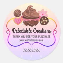 Elegante en kleurrijke Dessert Bakkerij Box Seals Ronde Sticker