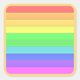 Elegante en leuke kleurrijke regenboogstrepen vierkante sticker