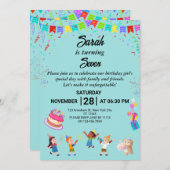 Elegante en leuke verjaardagsfeestje uitnodiging K (Voorkant / Achterkant)