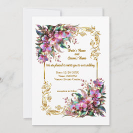 Elegante en levendige Orchidee Bloemen Bruiloft Kaart