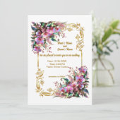 Elegante en levendige Orchidee Bloemen Bruiloft Kaart (Staand voorkant)