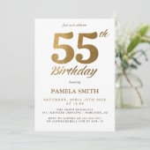 Elegante en luxe klassieke faux gold 55e verjaarda kaart (Staand voorkant)