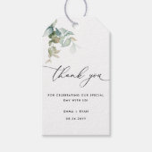 Elegante en Minimale Eucalyptus Groen Bruiloft Cadeaulabel (Voorkant)