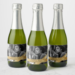 Elegante en Minimale Gouden Foto Sparkling Wijnetiket