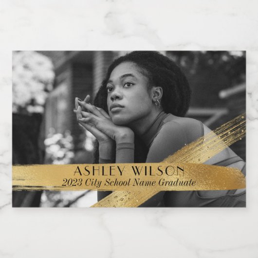 Elegante en minimale gouden foto sparkling wijnetiket (Enkel label)