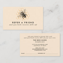 Elegante en minimalistische honingimker aanbevelingskaartje