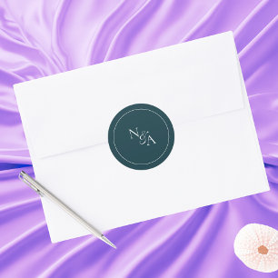 Elegante en minimalistische katoenen initialen gro ronde sticker