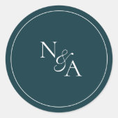 Elegante en minimalistische katoenen Initialen gro Ronde Sticker (Voorkant)