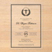 Elegante en minimalistische medische school Afstud Acryl Uitnodigingen (Voorkant)