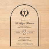 Elegante en minimalistische medische school Afstud Acryl Uitnodigingen (Voorkant)