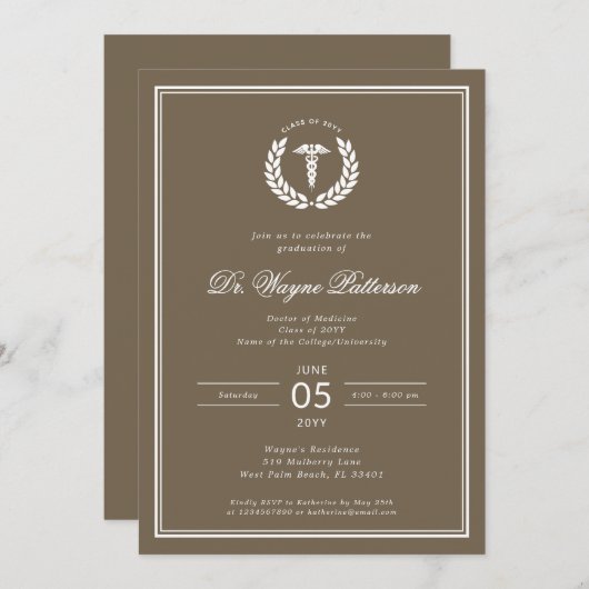 Elegante en minimalistische medische school Afstud Kaart (Voorkant / Achterkant)